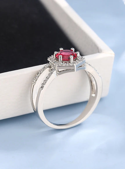 KissIcon Vintage Red Ruby Zircon Ring - 925 Silver Plated