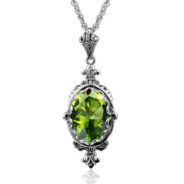 Summer Oval Green Peridot Pendant Necklace Yellow Gold Jewelry For Woman Stone Jewellery Luxury Lover Gift
