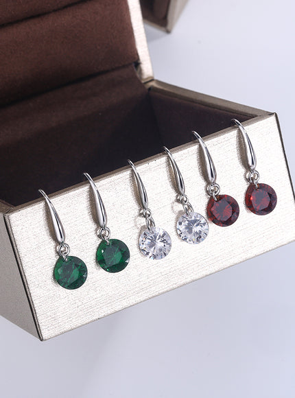 Exquisite S925 Silver Earrings for Women Fashion Color Zircon Earrings Red Green White Jewelry Earrings Silver Jewelry