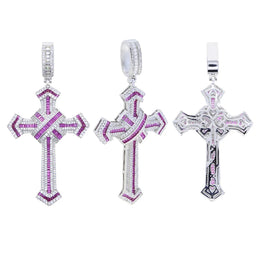 2025 New Cross Pendant for Men Women Full Iced Out Cubic Zircon Hip Hop Necklace Link Chain Fashion Rock Jewelry