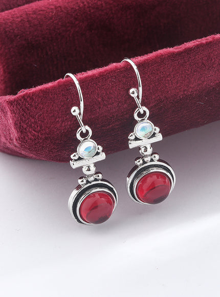 Vintage 925 Silver Earrings for Women Anniversary Gift with Red Zircon Jewelry Premium Earring drop earrings fashion jewelry