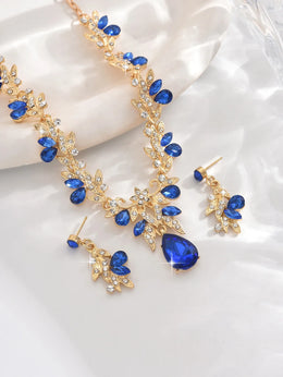 3pcs New Fashion Necklace Sets for Women Waterdrop Collar Choker Necklace Earring Jewelry Set for Prom Birthday Bridal Wedding