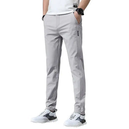 2024 Summer New Thin Ice Silk Stretch Men's Pants Casual Elastic Waist Smooth Trouser Pants Male Brand Clothing 5 Colour