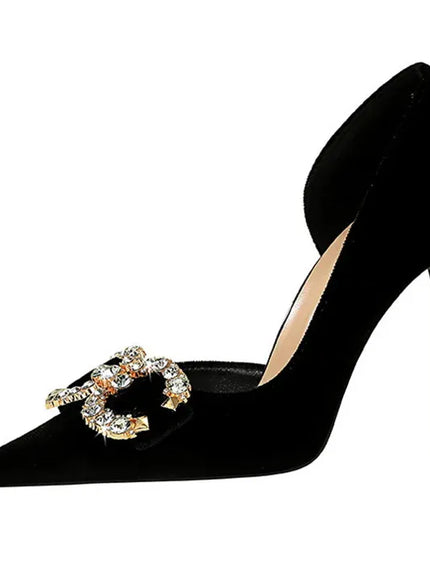 Fashion Women High Heel Rhinestone Buckle Bow Green