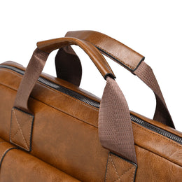 Mens Business Briefcase Large Capacity PU Leather Laptop Bag Fashion Crossbody Shoulder Tote Bag for Work Office