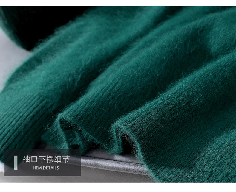 Autumn Winter New Men's Sweater Round Neck Loose Pullover Knitted Sweater Casual Solid Color Thickened 100% Mink Cashmeresweater