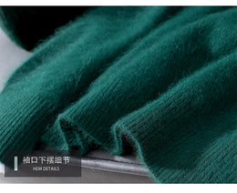 Autumn Winter New Men's Sweater Round Neck Loose Pullover Knitted Sweater Casual Solid Color Thickened 100% Mink Cashmeresweater