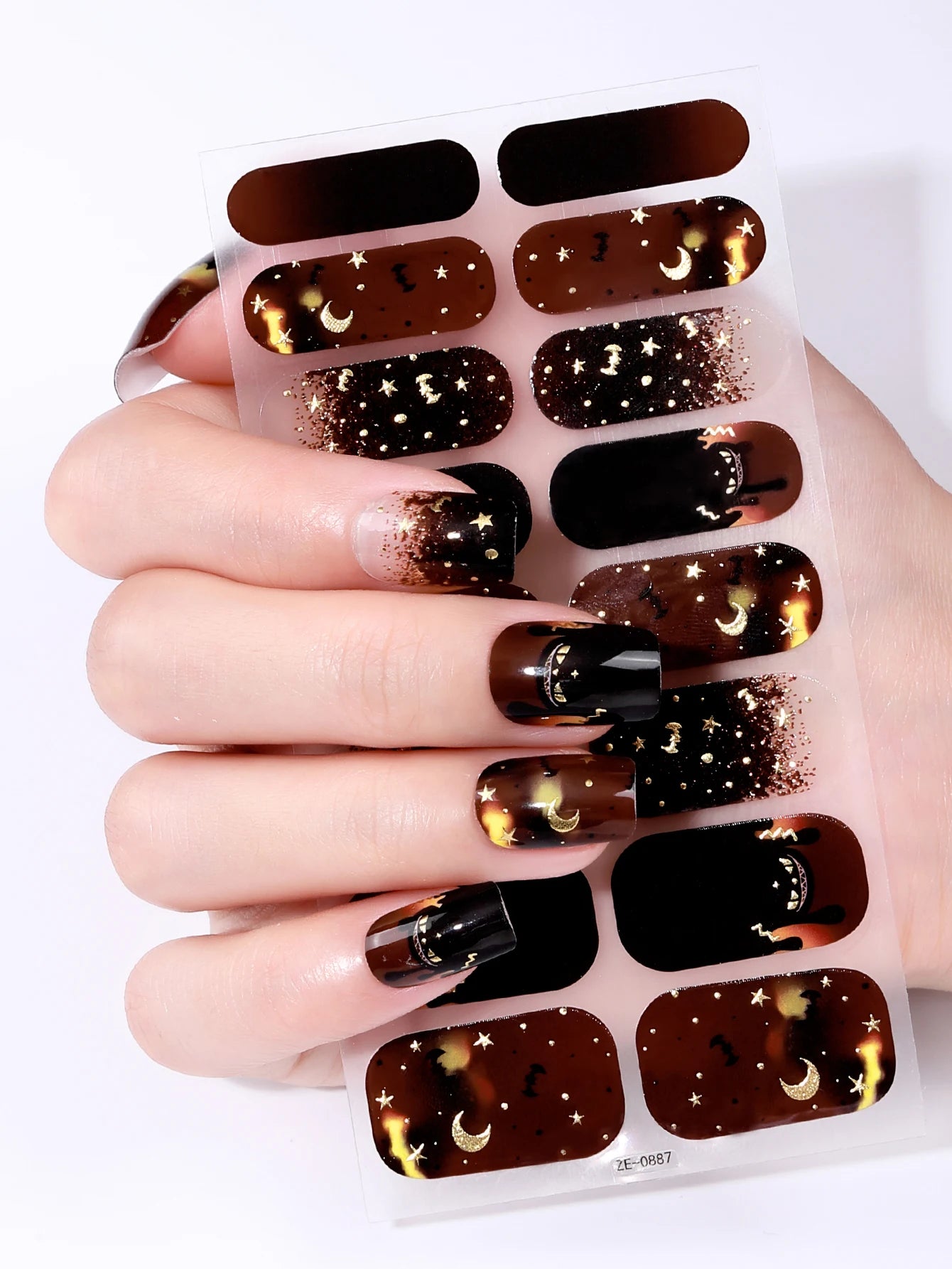 16tips Halloween Full Cover Nail Polish Strips Ghost Spider Pumpkin Black Cat Adhesive Nail Wraps Manicure Decor Nail Sticker