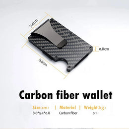 Minimalist  Wallet for Men, Money Clip Cash Strap Wallet, RFID Blocking Metal Wallet Aluminum Card Holder(Carbon Fiber)