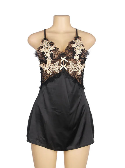 Plus Size Women Black Red Transparent Mesh Babydoll Chemise Sleepwearnight gown Valentine Birthday Gift from M-5XL