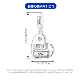 Original Charms Beads 925 Sterling Silver Zircon LOVE Winged Protect Heart Pendant For DIY Necklace Bracelet Fine Jewellery Gift