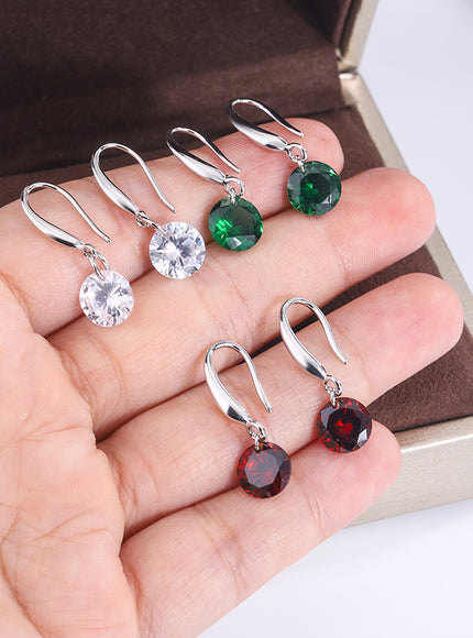Exquisite S925 Silver Earrings for Women Fashion Color Zircon Earrings Red Green White Jewelry Earrings Silver Jewelry