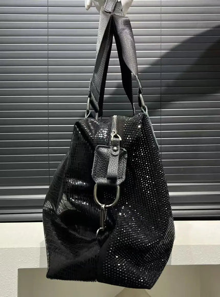 Ladies' fashionable diamond jewelry cute teddy bear handbag, large capacity, personalized, elegant, shiny shoulder bag
