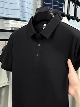 2025 Men's Sporty Polo Waffle Shirt | Moisture-Wicking Golf Tennis Top Sizes S-5XL, Snap Buttons, 7A Antibacterial High Quality