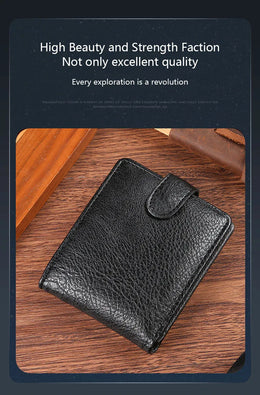 Casual Wallet For Men Leather Short Hasp Man Wallets Durable Coin Pouch Male Slim Bifold Photo ID Card Holders Purse Money Clip
