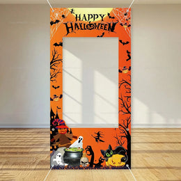 Happy Halloween Party Decorations Photo Booth Frame Props Pumpkin Ghost Bats Birthday Decor Background Banner Party Supplies