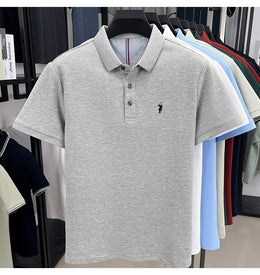 100% pure cotton short sleeved men's polo shirt summer fashion high-end brand pony embroidery golf top casual business T-shirt