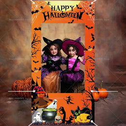 Happy Halloween Party Decorations Photo Booth Frame Props Pumpkin Ghost Bats Birthday Decor Background Banner Party Supplies