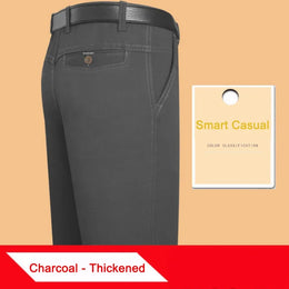 New Arrival 100% Cotton Summer Autumn Men's Casual Pants Fashion Solid Black Beige Gentle Thicken Trousers Brand Smart Suit Pant