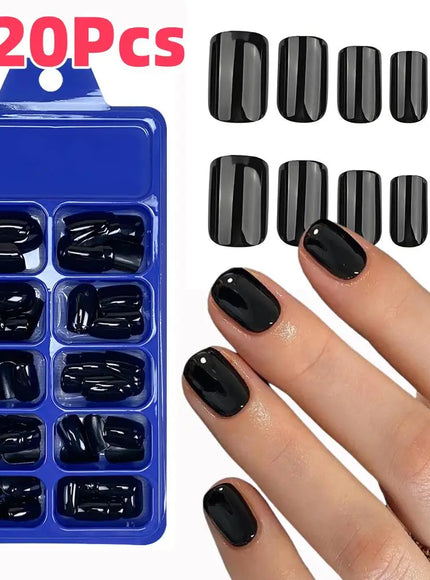 KissIcon 120Pcs Glossy Black Full Cover Reusable Nails