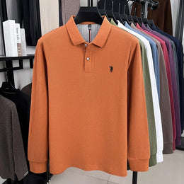100% cotton spring and autumn new men's long sleeved casual comfortable fashion brand polo shirt exquisite pony embroidery top