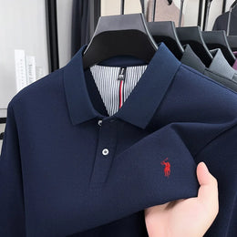 100% cotton spring and autumn new men's long sleeved casual comfortable fashion brand polo shirt exquisite pony embroidery top