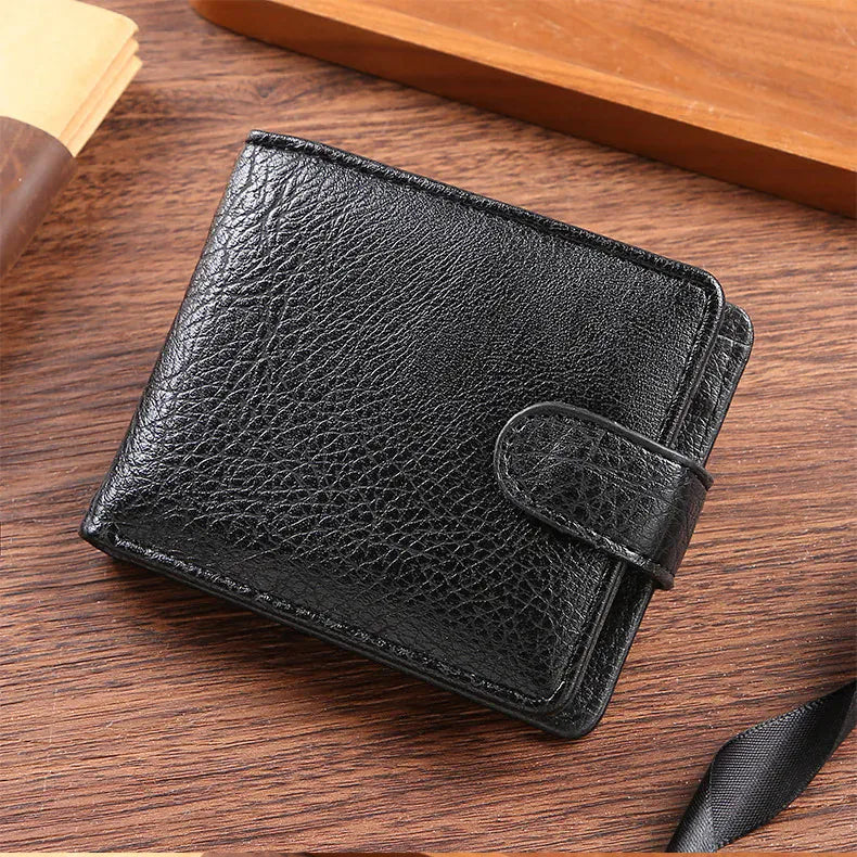 Casual Wallet For Men Leather Short Hasp Man Wallets Durable Coin Pouch Male Slim Bifold Photo ID Card Holders Purse Money Clip