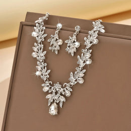3pcs New Fashion Necklace Sets for Women Waterdrop Collar Choker Necklace Earring Jewelry Set for Prom Birthday Bridal Wedding