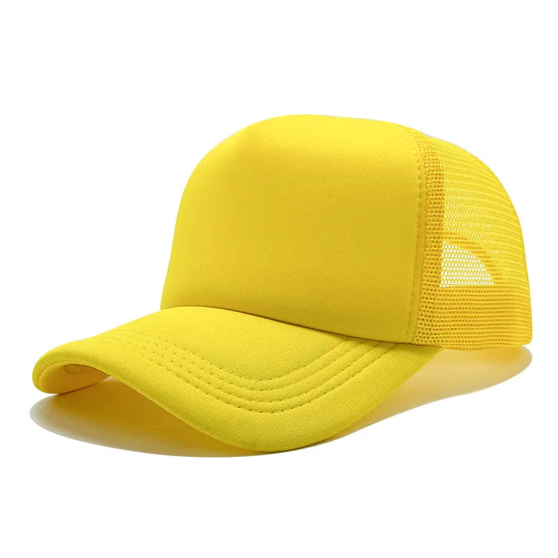 Customized Printed Logo Sponge Mesh Cap Solid Color Baseball Hat Sunshade And Sun Protection Travel Caps Truck Cap Duckbill Hats