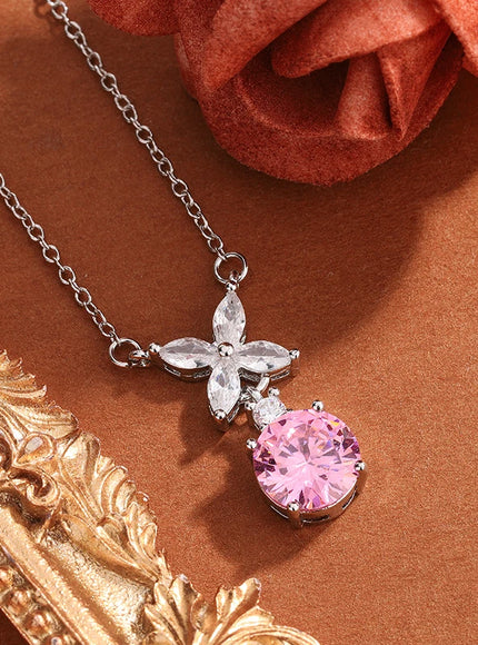 💋 925 Silver Necklace for Women - Clover Zircon Pendant