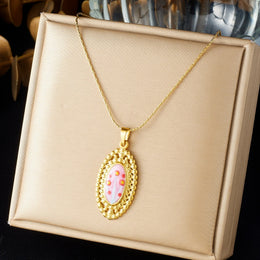 DIEYURO Multicolor Pastel Enamel Heart Cross Sun Floral Pendant Necklace Collection Lady Stainless Steel Waterproof Jewelry Gift