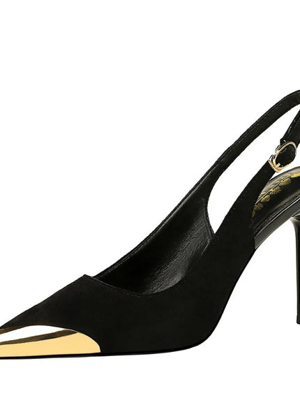 European American Style Metal Pointed High Heels Slim