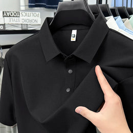 2025 Men's Sporty Polo Waffle Shirt | Moisture-Wicking Golf Tennis Top Sizes S-5XL, Snap Buttons, 7A Antibacterial High Quality