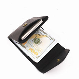Genuine Leather Wallet For Men Male Real Cowhide Short Slim Minimalist Men's Cash Wallet Credit Card Holder With Flap Closure