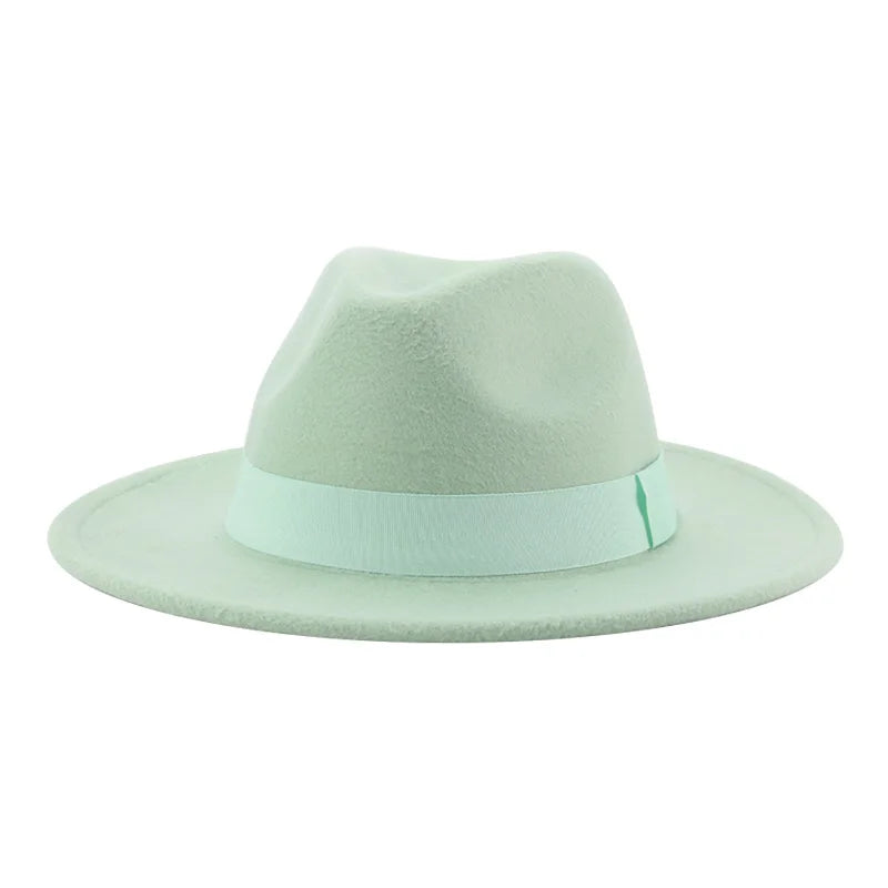 Fedora Hat Women Winter Hats for Women Ribbon Band Men's Hat Wide Brim Classic Beige Wedding Church Bowler New Cap Chapeau Femme