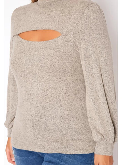 Plus Size Roll Neck Hollow Out Sweater – Loose Warm Pullover