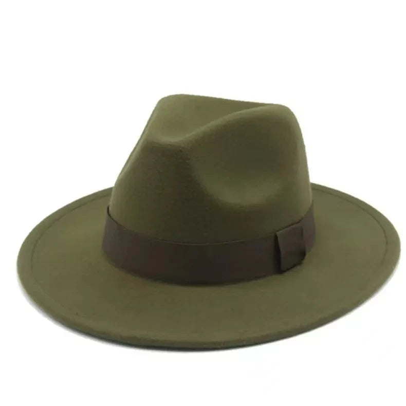 Fedora Hat Women Winter Hats for Women Ribbon Band Men's Hat Wide Brim Classic Beige Wedding Church Bowler New Cap Chapeau Femme