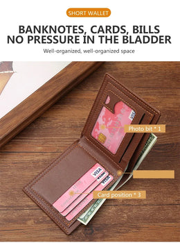 Slim Leather Wallet for Men RFID Blocking Bifold Front Pocket Wallet Minimalist Credit Card Holder Cash Money Clip
