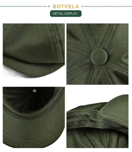 BOTVELA Men's Newsboy Cap Twill Cotton 8 Panel Hat Flat Ivy Cabbie Casual Baker Caps Gatsby Hat Retro Hats Boina Beret for Male