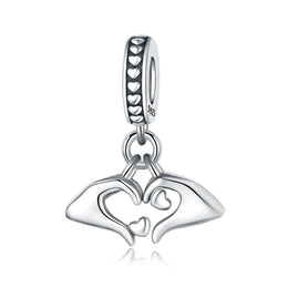 Original Charms Beads 925 Sterling Silver Zircon LOVE Winged Protect Heart Pendant For DIY Necklace Bracelet Fine Jewellery Gift