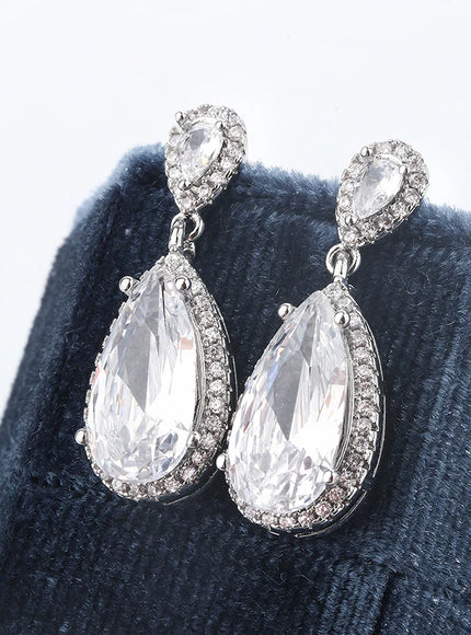Classic 925 Silver Water Drop Earrings Women Zircon Shine