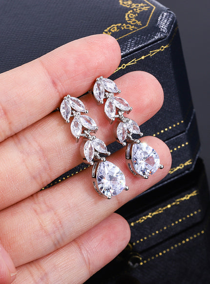 Stylish S925 Silver Earrings Women Luxury Shiny Zircon Rings