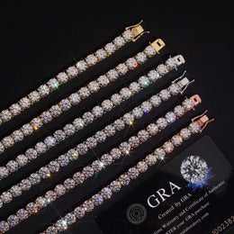 D VVS1 Moissanite Tennis Bracelet Original s925 Sterling Silver Plated 18k White Gold with GRA Necklace for Women Man