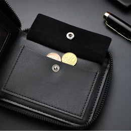 Leather Men’s Wallet Luxury Mens Purse Male Zipper Card Holders with Coin Pocket Rfid Wallets Gifts Men Money Bag Birthday Gifts