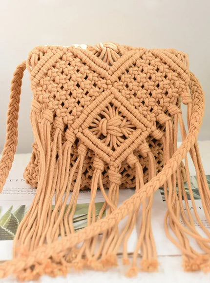 Tassel Crossbody – Hollow Solid Color