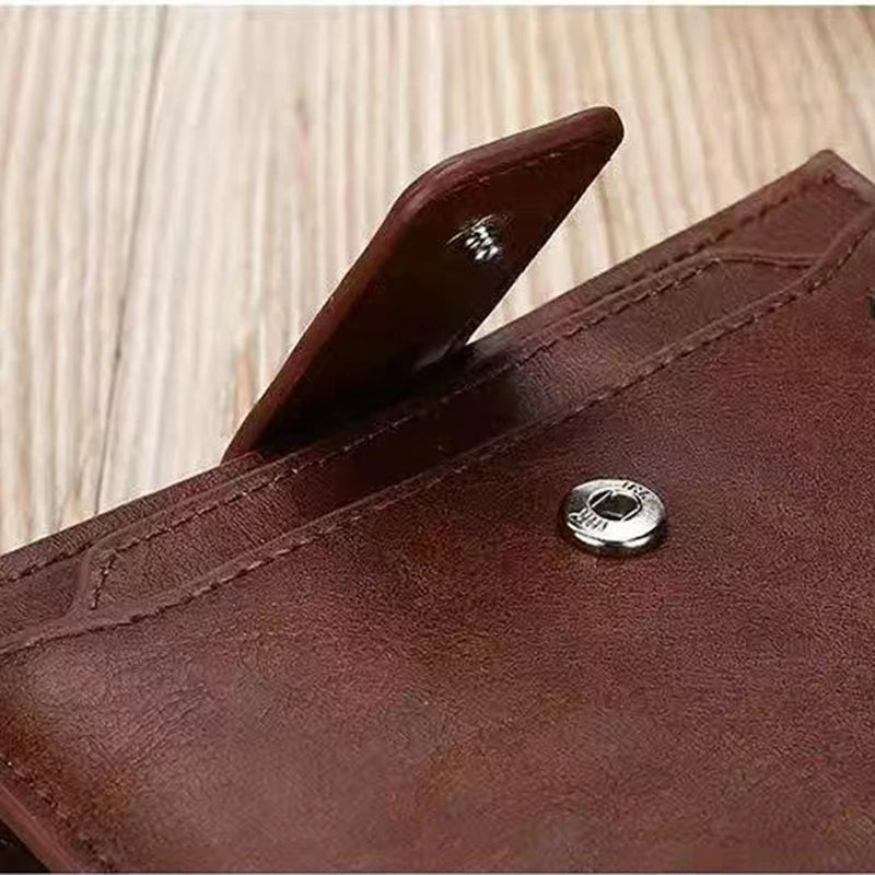 Men's Coin Purse Wallet RFID Anti-theft Man Leather Wallet Zipper Business Card Holder Money Bag Wallet Male