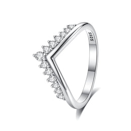 Original 925 Sterling Silver Ring Love Heart Pave CZ Crystal Stackable Rings For Women Wedding Engagement Birthday Gift Jewelry