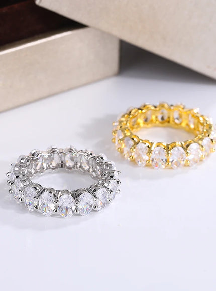 KissIcon Luxury White Crystal Ring 925 Silver Oval Zircon