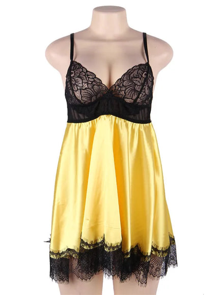 Plus Size Big Size  Colorful Woman Sexy Lingerie Babydoll Chemise with Eye Shiled Paste from M-5XL