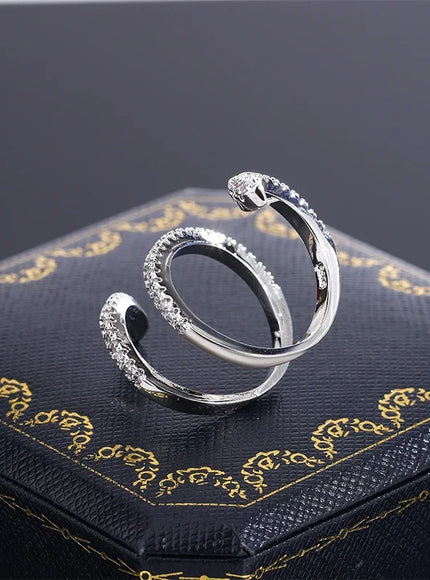KissIcon 925 Silver Geometric Zircon Ring - Line Design